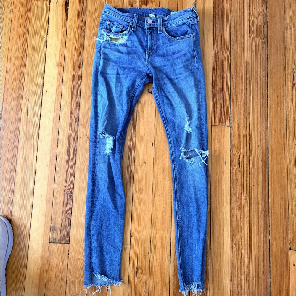 Distressed Blue Jeans
